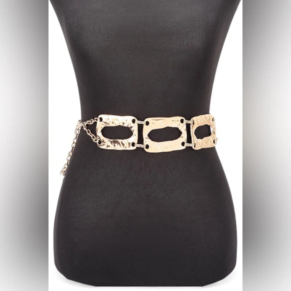 Gold or Silver Metal Chain Statement Belt